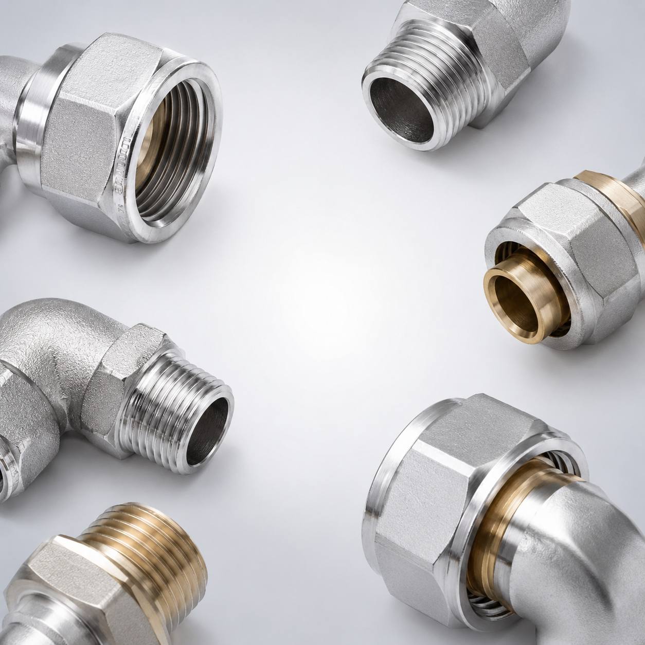 Metal connectors and fittings for heating systems.