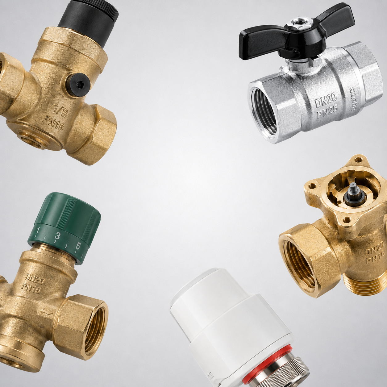 Heating valves and control – ball, pressure-reducing and regulating valves with electric actuators for heating systems