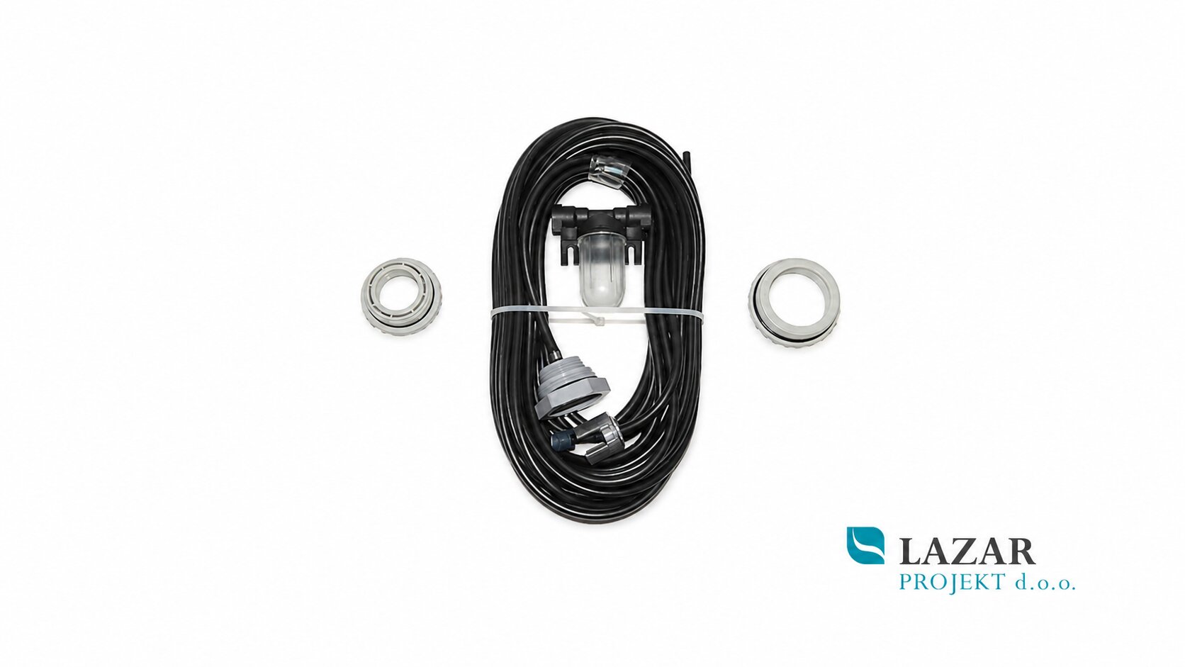 Pneumofix oljna povezava Afriso 20153 med merilcem Unitop in cisterno za kurilno olje s cevjo, filtrom in priključki.