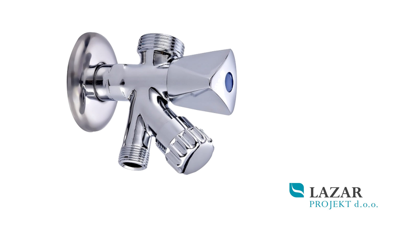 Blitz MIB-4108 kromiran kombinirani kotni ventil 1/2″ × 3/4″ × 3/8″ za armaturo in pralni ali pomivalni stroj
