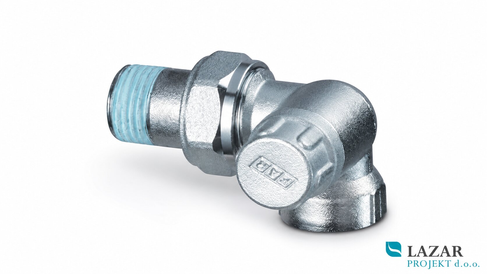 FAR 1126 12 levo kotno kromirano radiatorsko zapiralo 3/8" za jekleno cev
