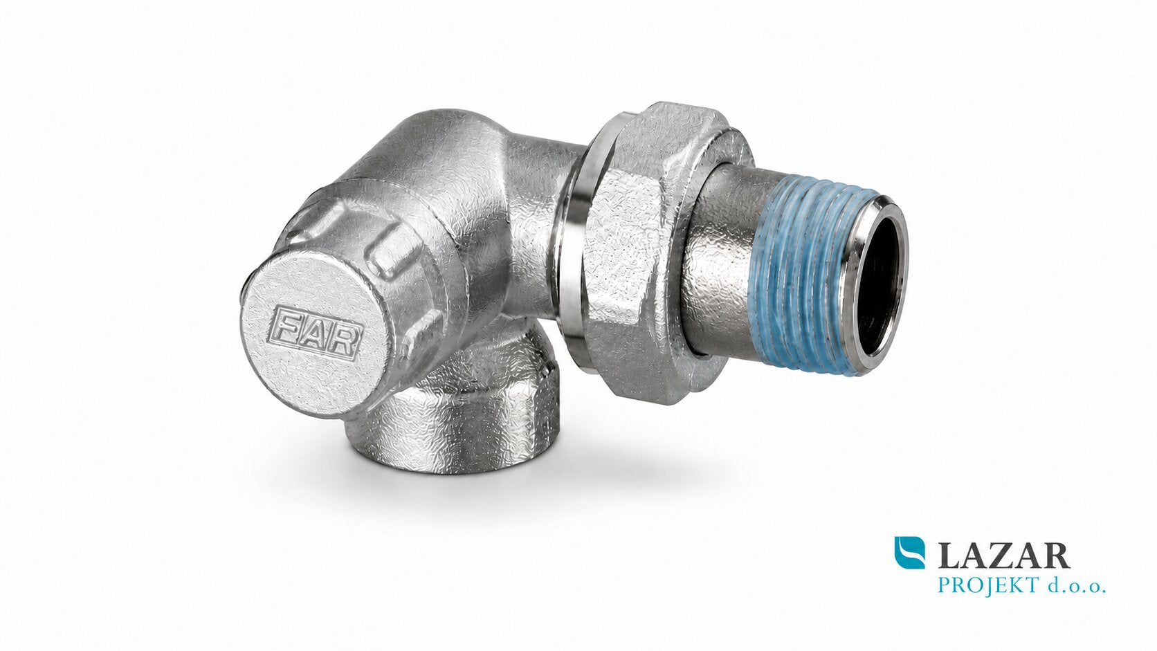 FAR 1127 12 radiatorsko zapiralo desno kotno kromirano 1/2" za jekleno cev