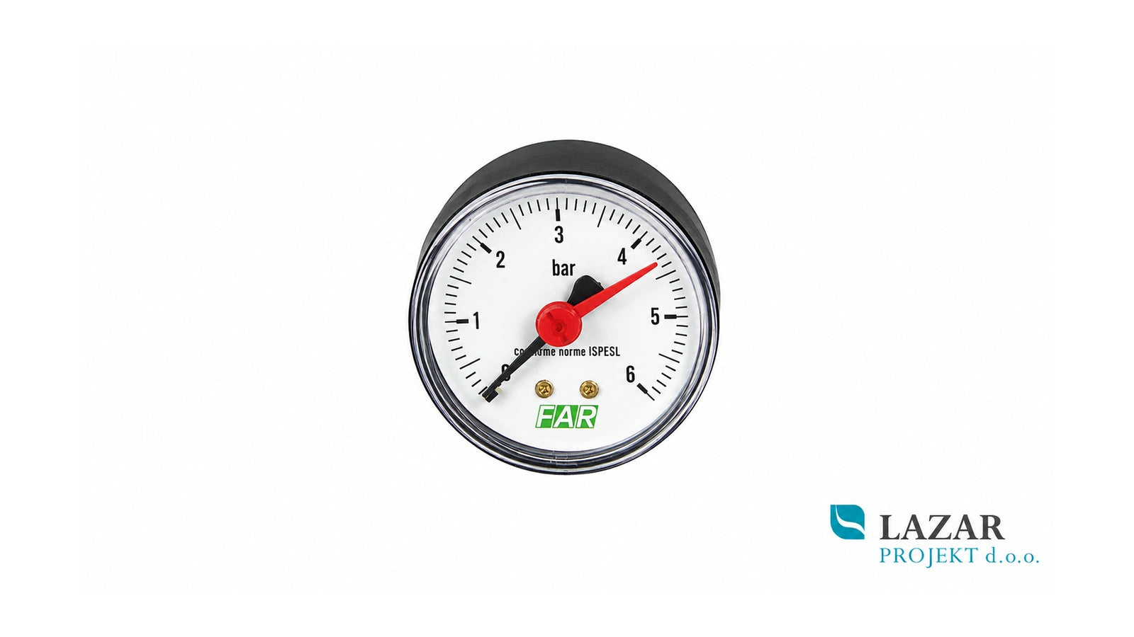 FAR 2500 manometer aksialni Ø 63 mm z zadnjim priklopom