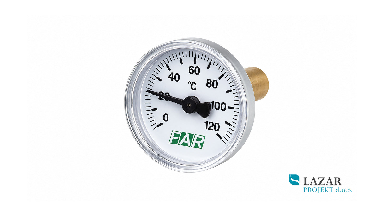 FAR 2650 bimetalni termometer Ø 40 mm, priključek 3/8, merilno območje 0–120 °C