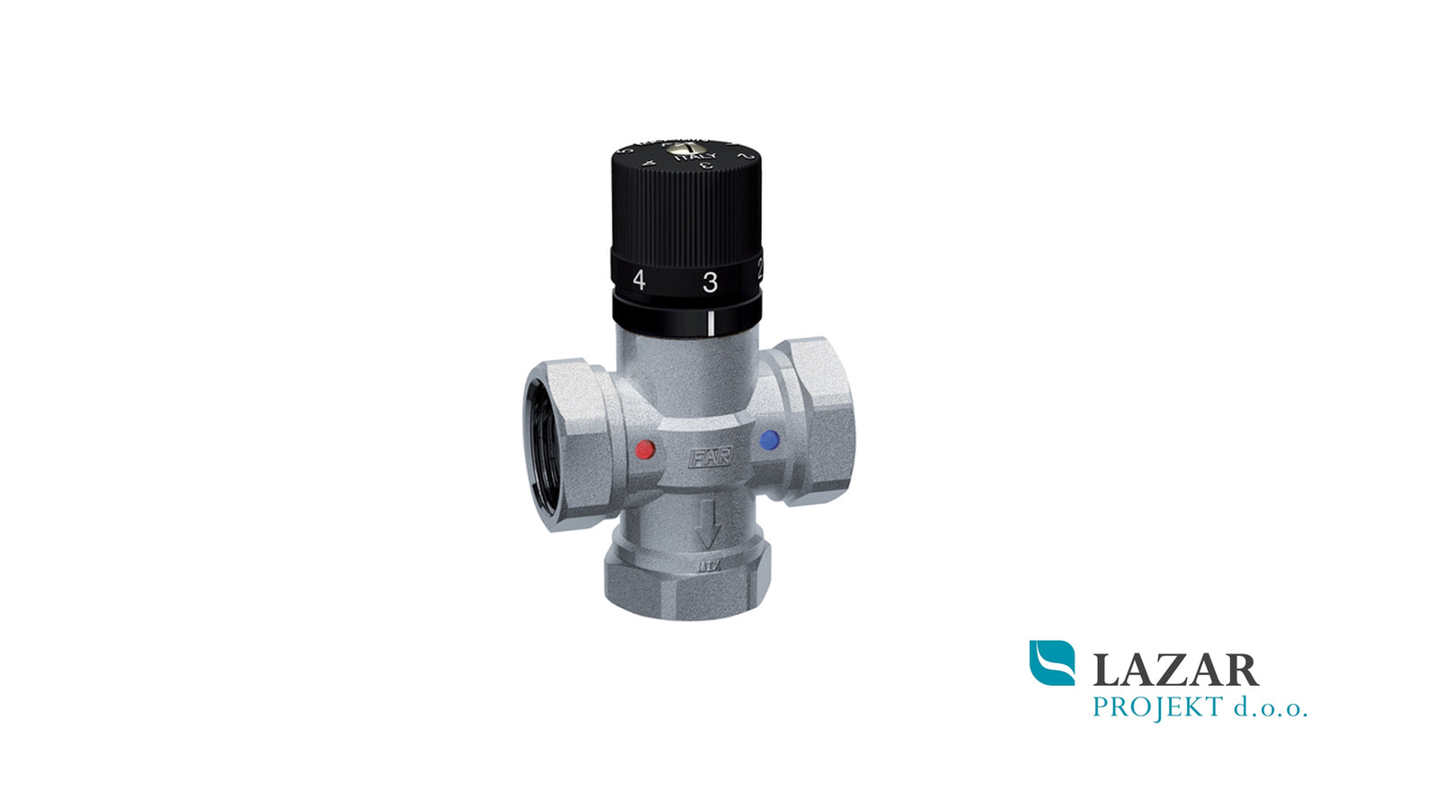 FAR 3950 mešalni ventil 3/4" z nastavitvijo temperature 30–70 °C za ogrevalne in instalacijske sisteme