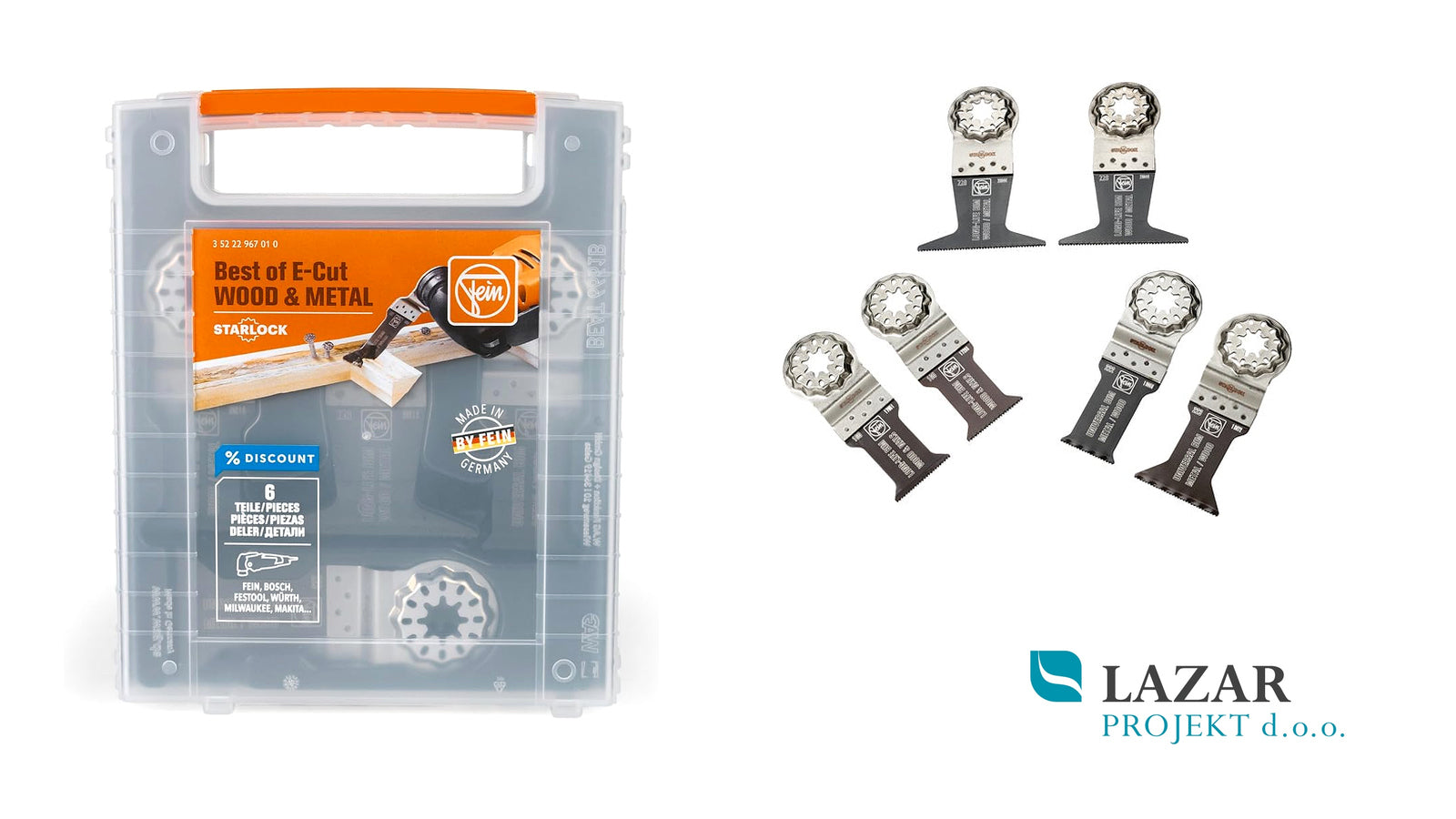 FEIN Best of E-Cut Starlock Wood & Metal 35222967010 komplet šestih žaginih listov v plastičnem kovčku