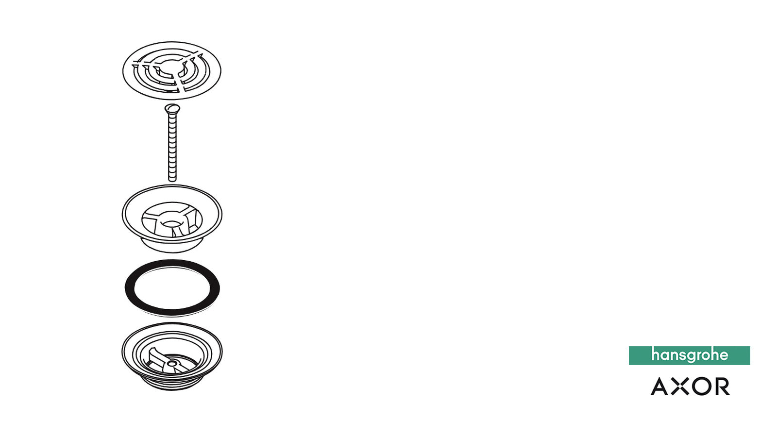 Hansgrohe 50001000 odtočni ventil brez zapore G 1¼ – sestavna shema