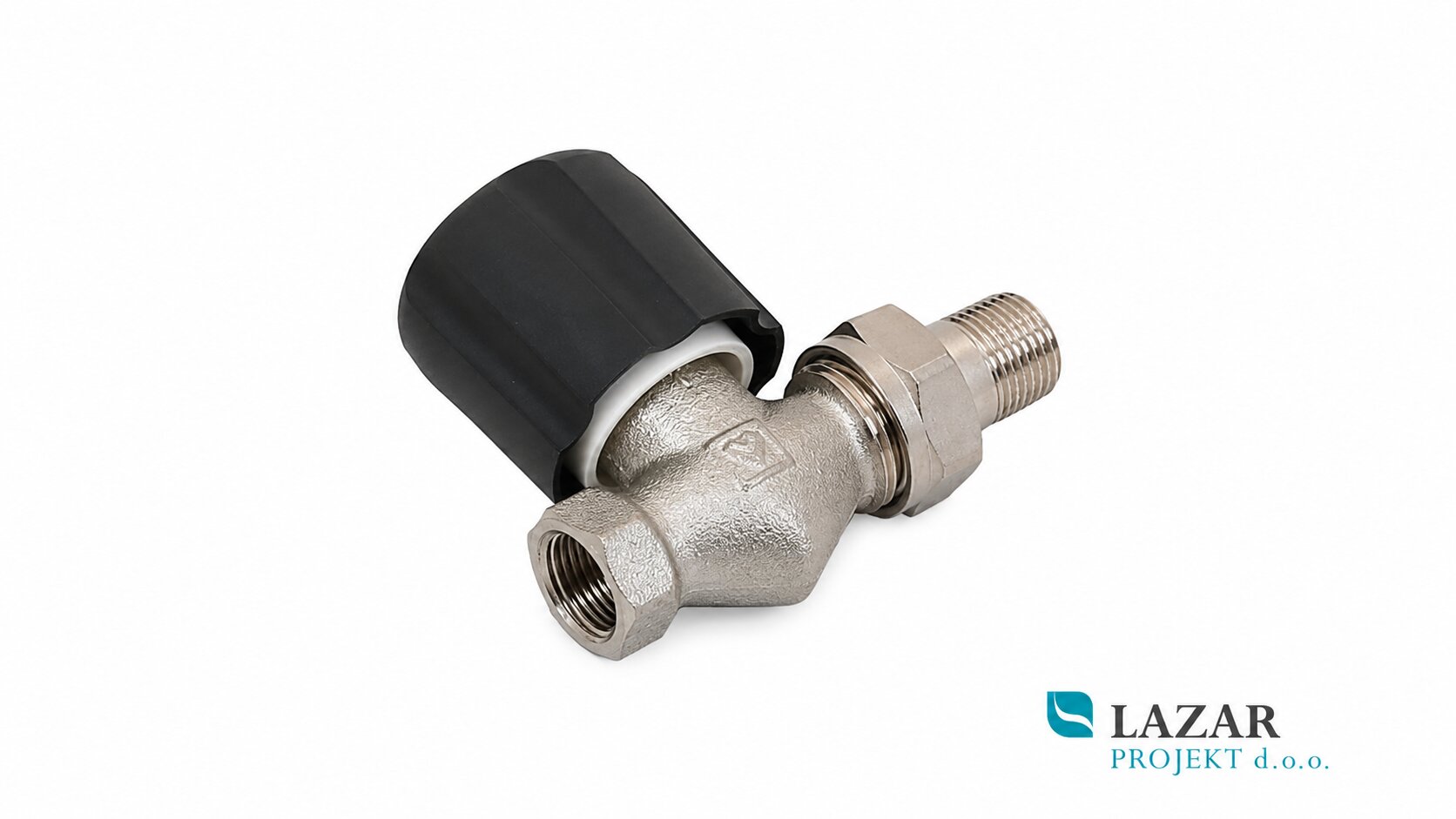 HERZ 552320 ravni radiatorski ventil GP 3/8 s črno regulacijsko glavo