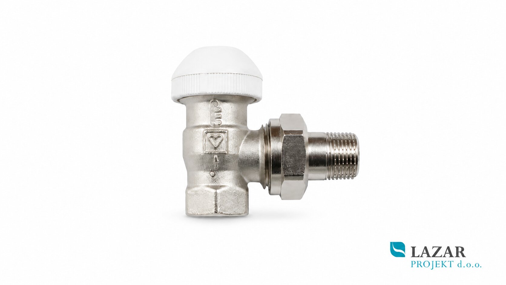 HERZ 772491 kotni termostatski radiatorski ventil 1/2 z belo zaščitno kapico
