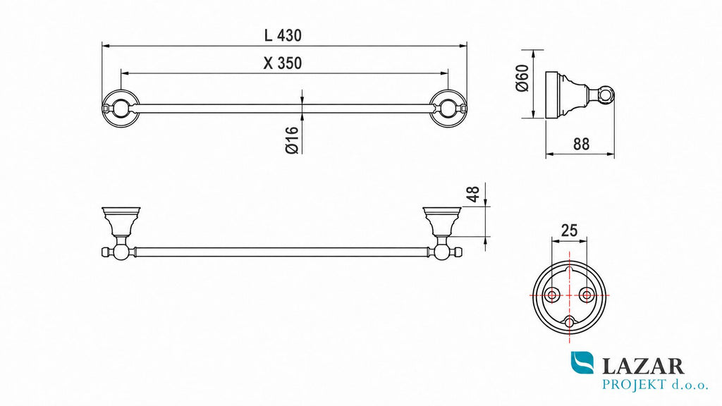 Dimenzijska skica za artikel INDA Raffaella  A3218A, 35 cm.