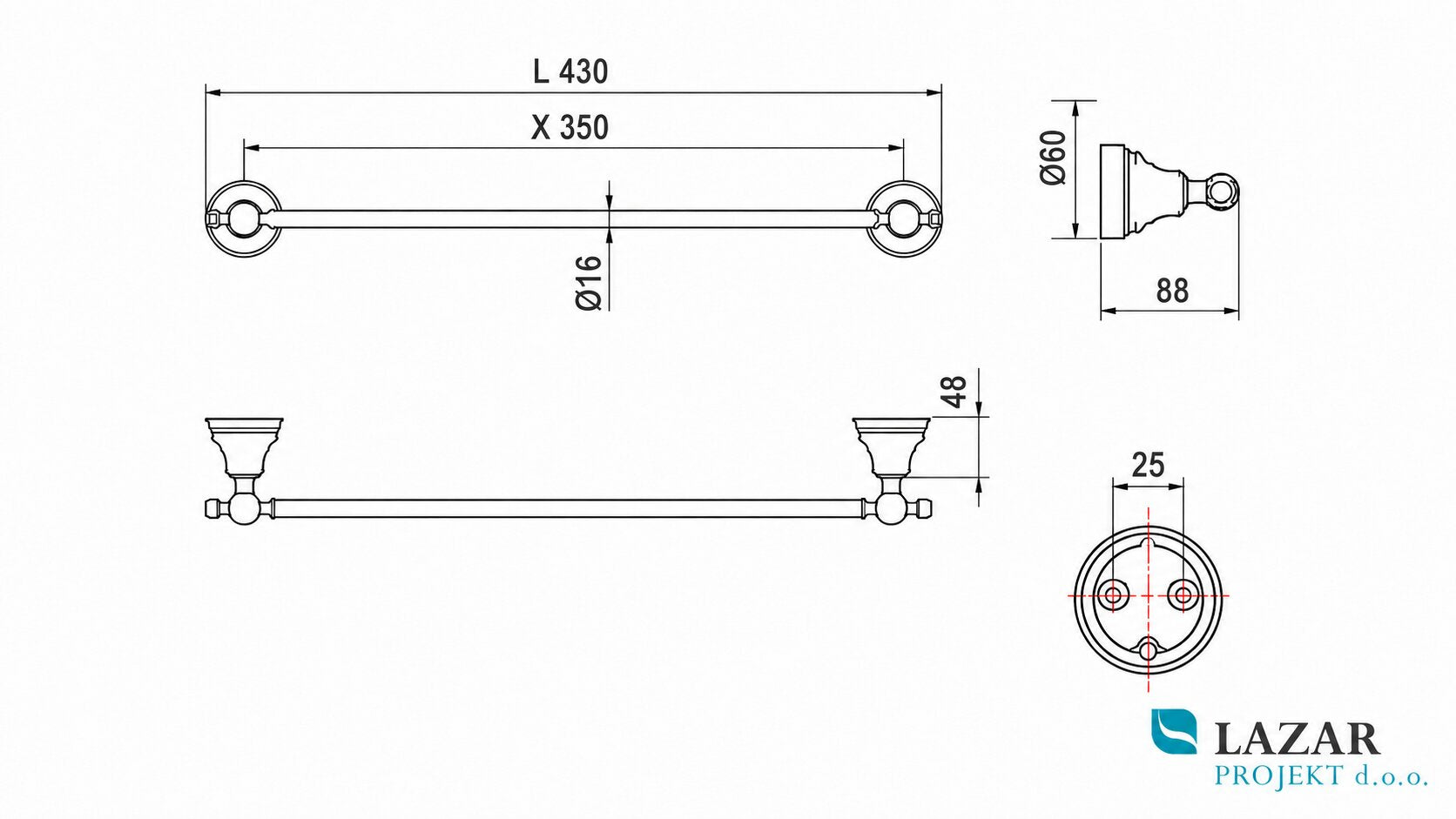 Dimenzijska skica za artikel INDA Raffaella  A3218A, 35 cm.