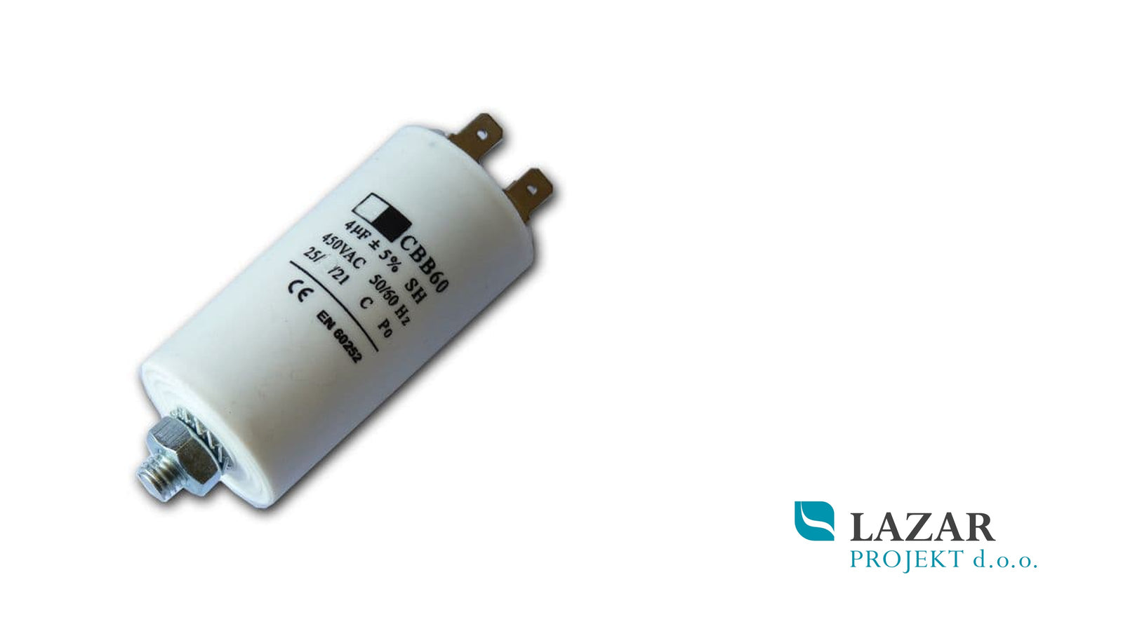 Simbolični prikaz delovnega kondenzatorja KNM 3117, 4 µF, 450 V AC, za elektromotor FHP v oljnih gorilnikih Joannes