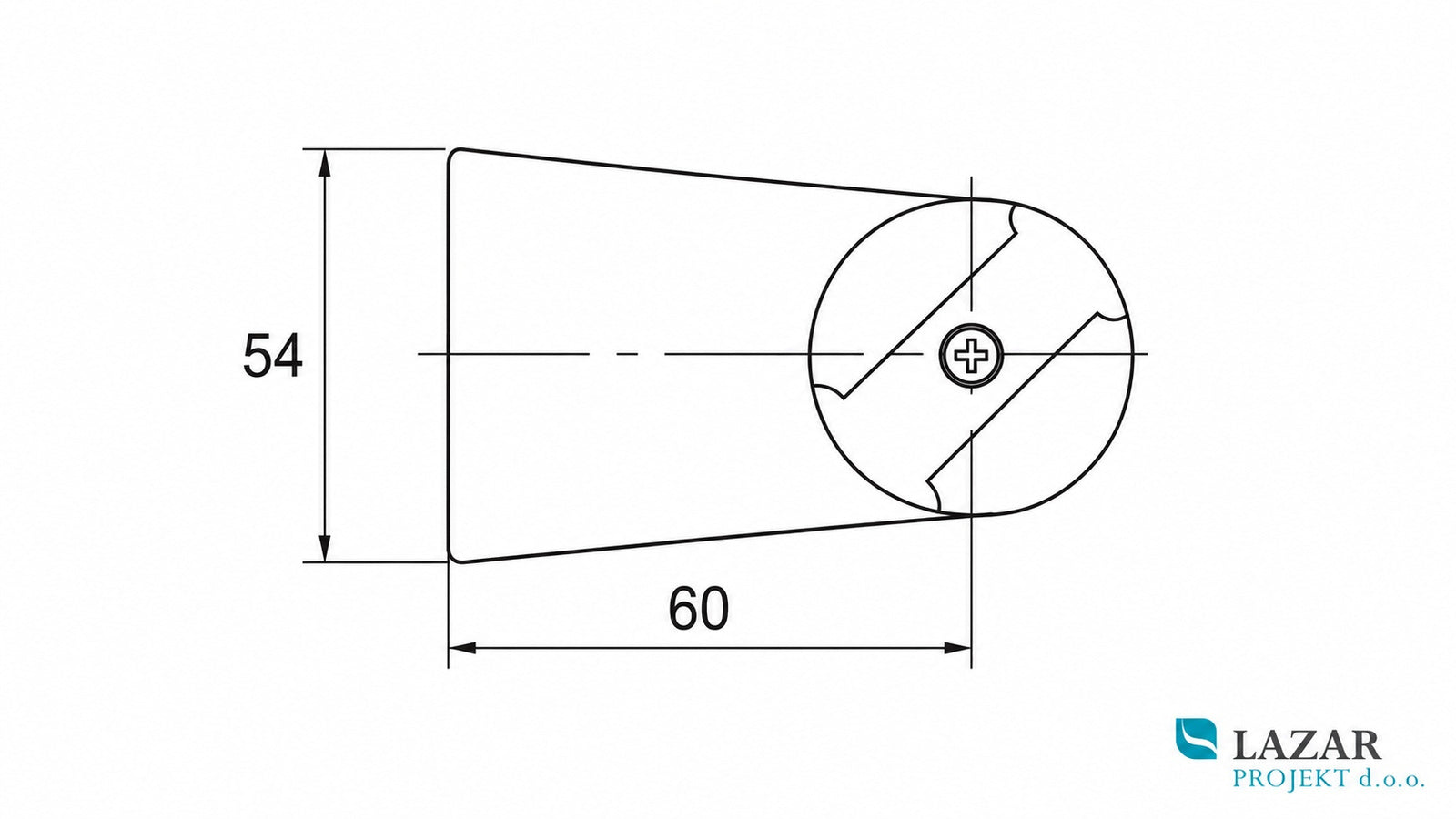 Tehnična skica Nobili nosilec ročne prhe AD147-2CR dimenzije 54 x 60 mm