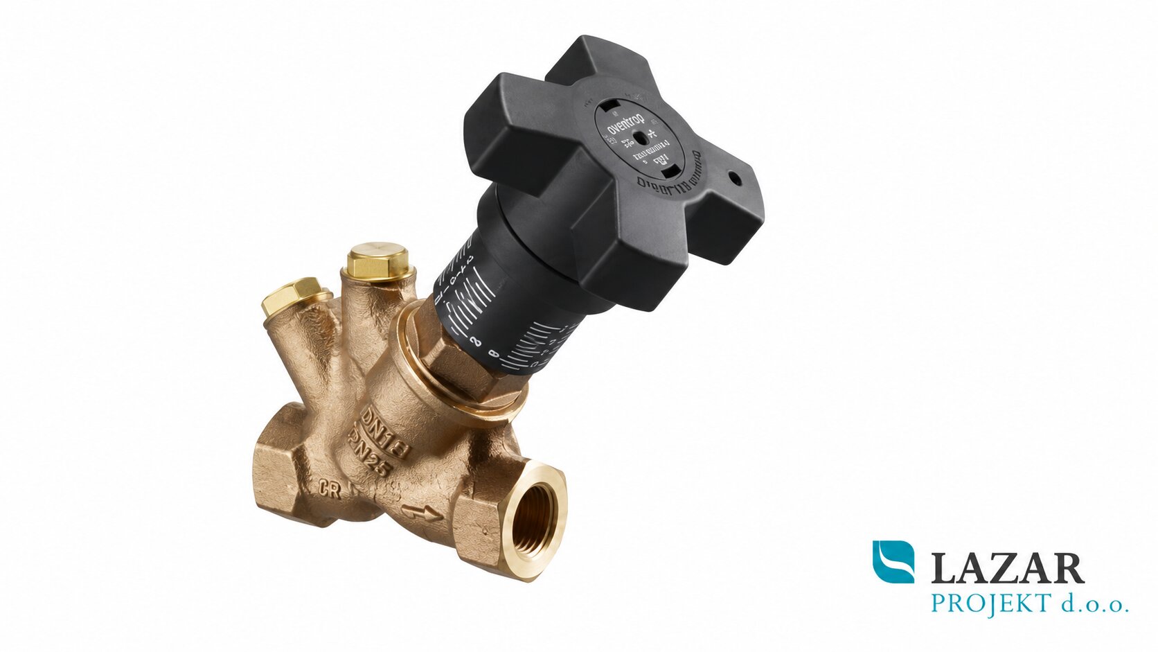 Oventrop 1060104 HydroControl VTR poševnosedežni regulacijski ventil DN 15, Rp 1/2, iz brona, z nastavitvenim ročajem.