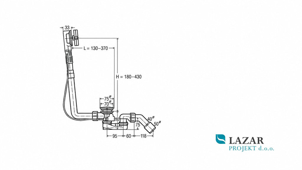 Viega 111557 / 6135.45 Multiplex Trio dimensional drawing of bathtub drain/inlet valve Visign MT1