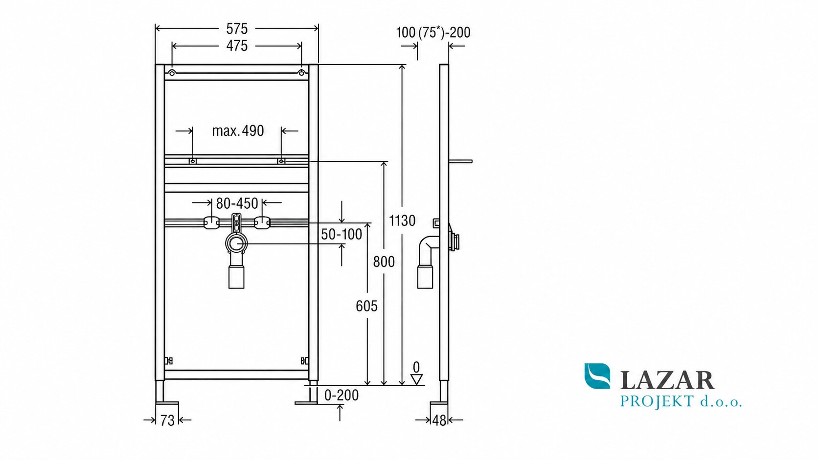 Dimenzijska skica za Viega 367138 Eco Plus element za umivalnik 8163