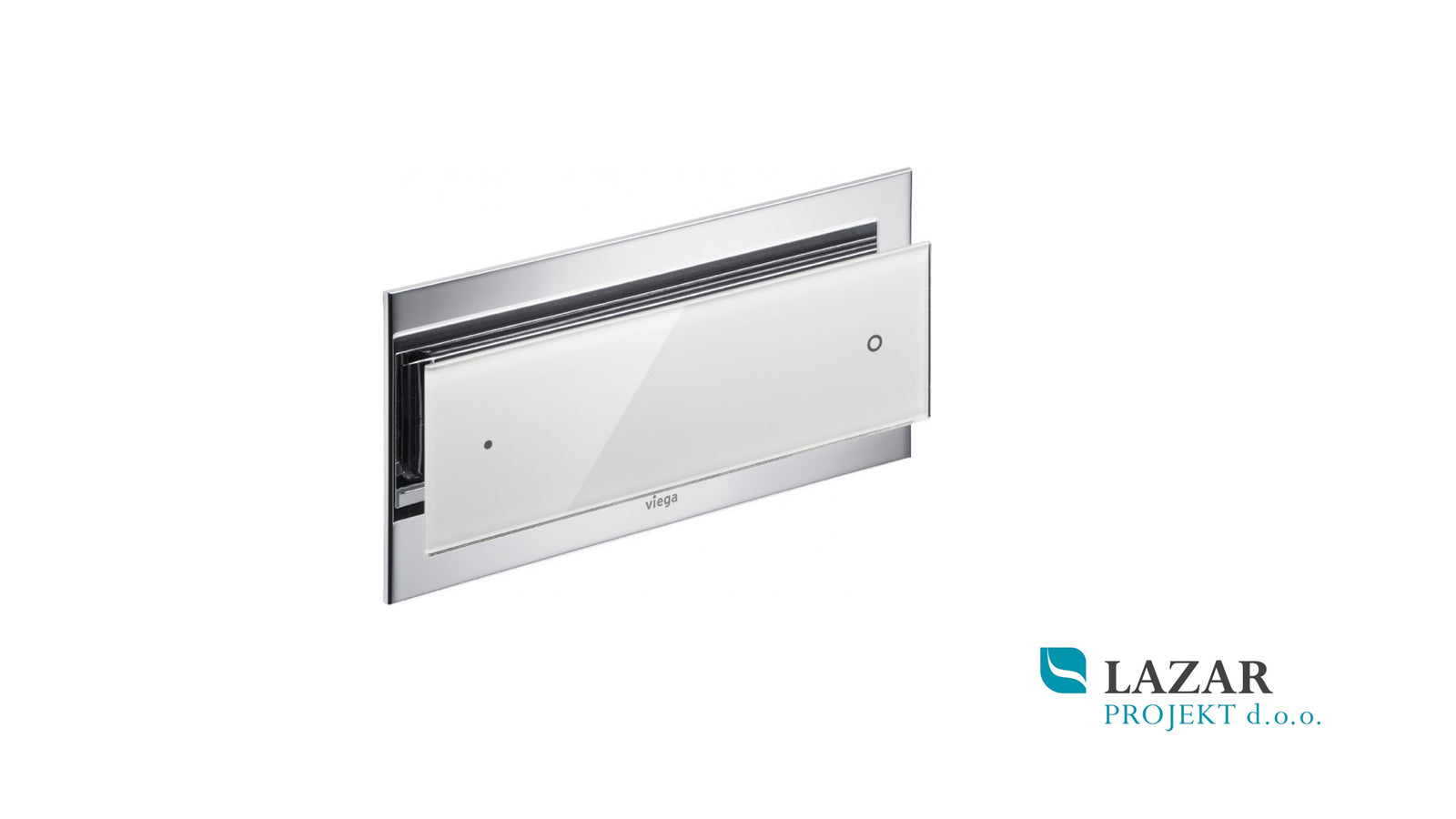 Viega 597559 Visign for More 102 aktivirna tipka 8353.1 s kromiranim aluminijem in prozornim svetlo sivim steklom
